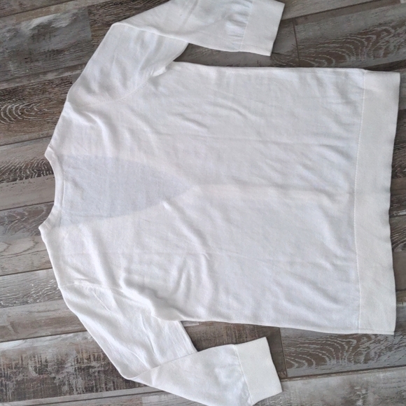 LOFT V Neck Lightweight Knit Cardigan Sweater Cream size Medium - Picture 9 of 11